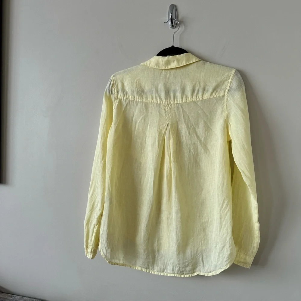 ANTHROPOLOGIE-CLOTH & Stone Sunshine Yellow 100% Linen Button Down - Picture 3 of 9